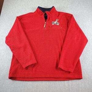 Vtg Bugs Bunny Sweater Mens Large Red Warner Bros Studio Looney Tunes 1/4 Zip
